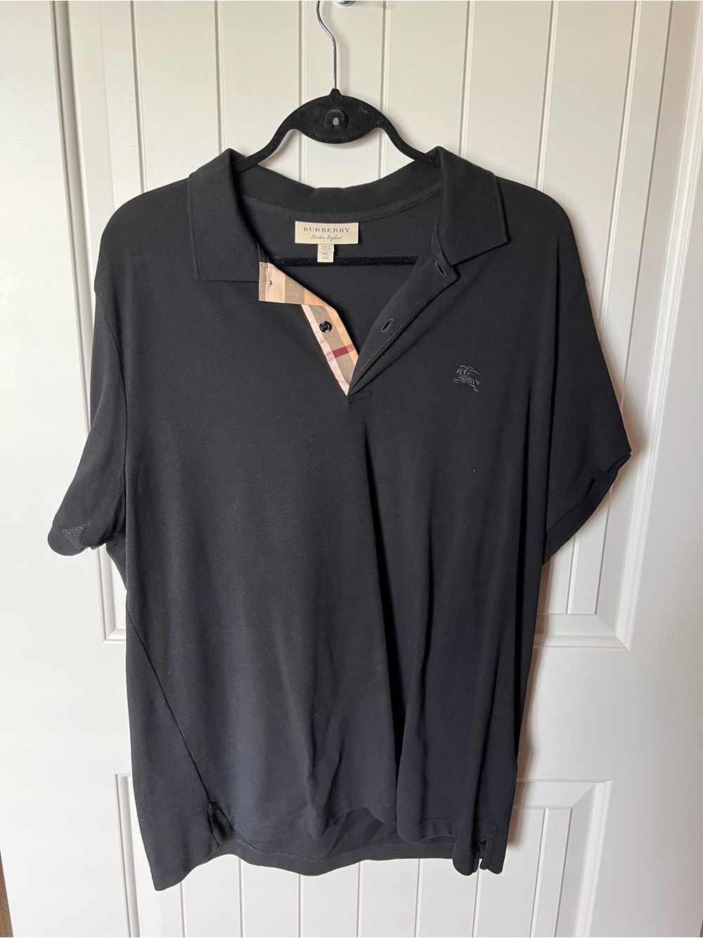 Burberry Black Polo with Signature Check Placket